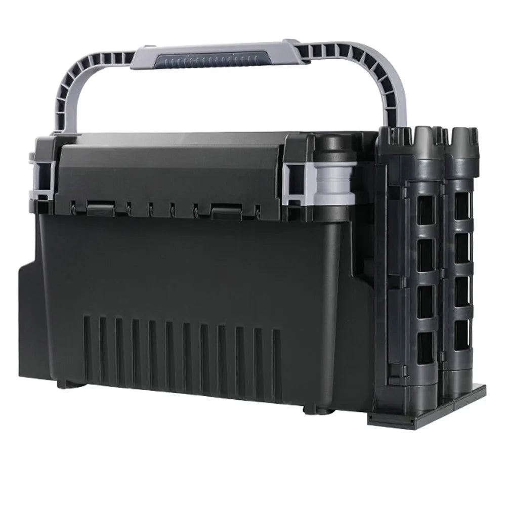 BaseBox Pro — Cutie Pescuit cu Suport Lansetă & Organizare Completă