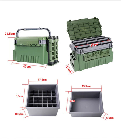 BaseBox Pro — Cutie Pescuit cu Suport Lansetă & Organizare Completă