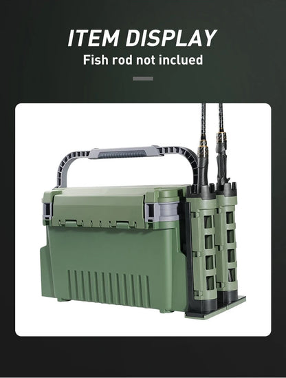 BaseBox Pro — Cutie Pescuit cu Suport Lansetă & Organizare Completă