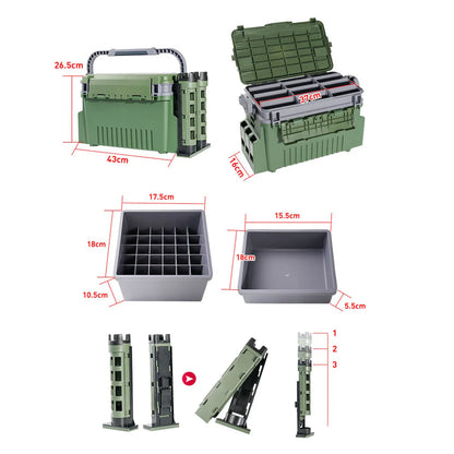 BaseBox Pro — Cutie Pescuit cu Suport Lansetă & Organizare Completă