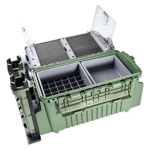 BaseBox Pro — Cutie Pescuit cu Suport Lansetă & Organizare Completă