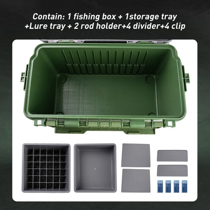 BaseBox Pro — Cutie Pescuit cu Suport Lansetă & Organizare Completă