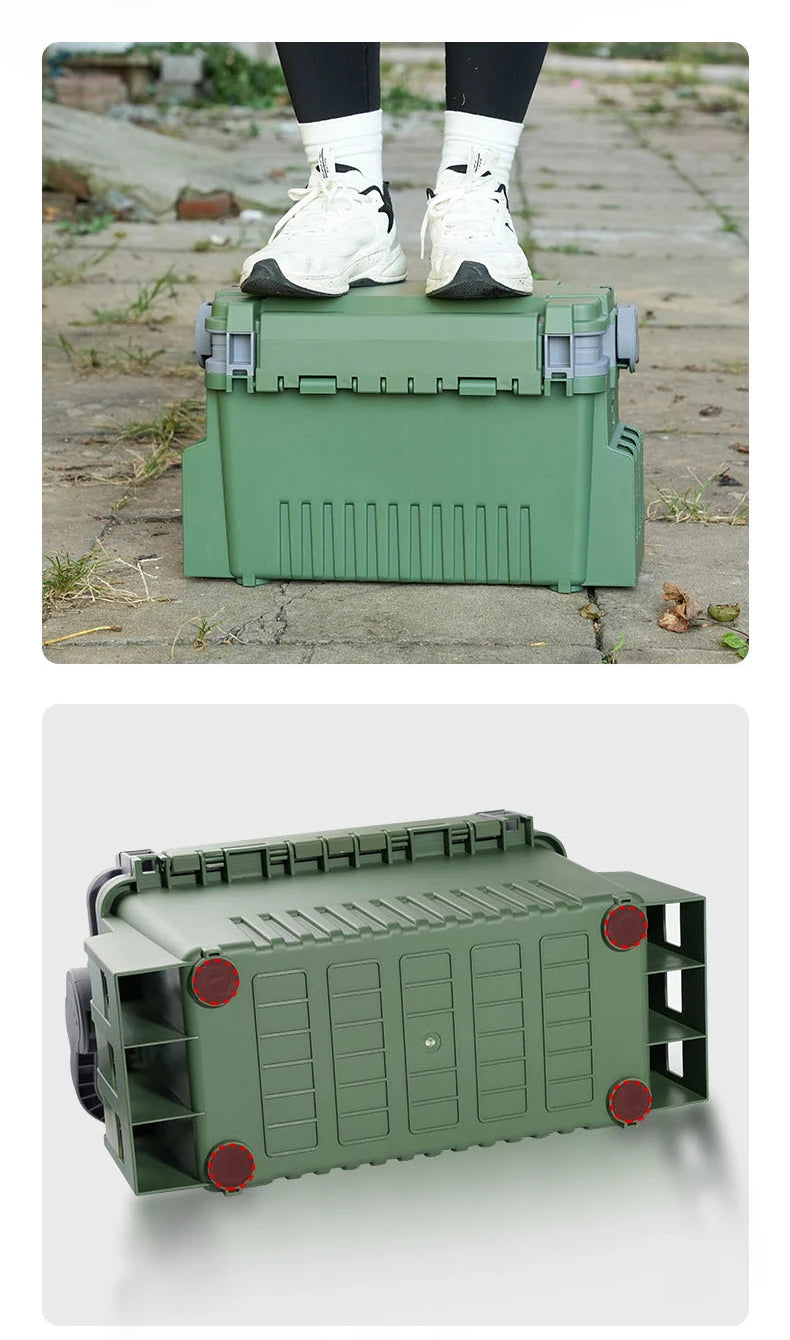 BaseBox Pro — Cutie Pescuit cu Suport Lansetă & Organizare Completă