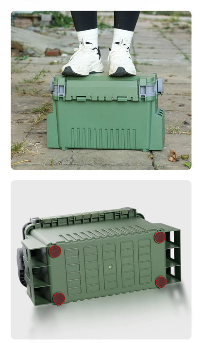 BaseBox Pro — Cutie Pescuit cu Suport Lansetă & Organizare Completă