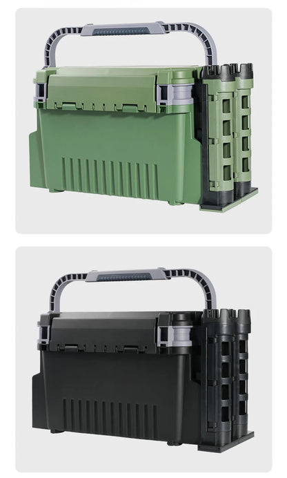 BaseBox Pro — Cutie Pescuit cu Suport Lansetă & Organizare Completă